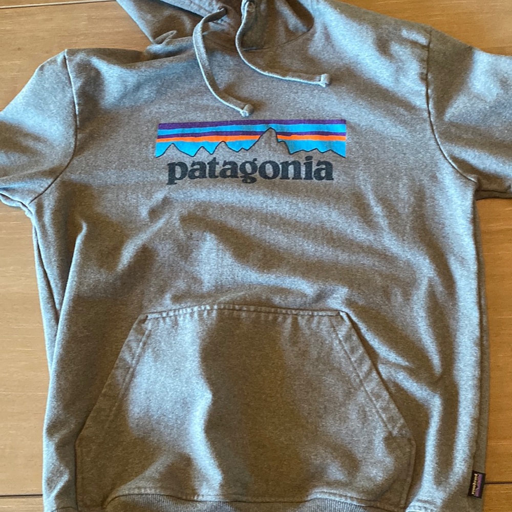 Grey patagonia regular fit hoodie/sweatshirt. Lightly used